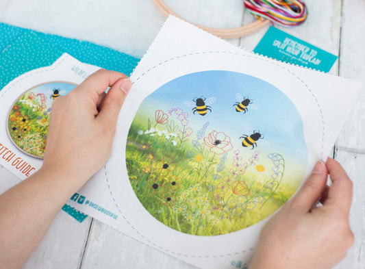 Wildflower and Bees Meadow Embroidery Kit - Embroidery Kits - ohsewbootiful