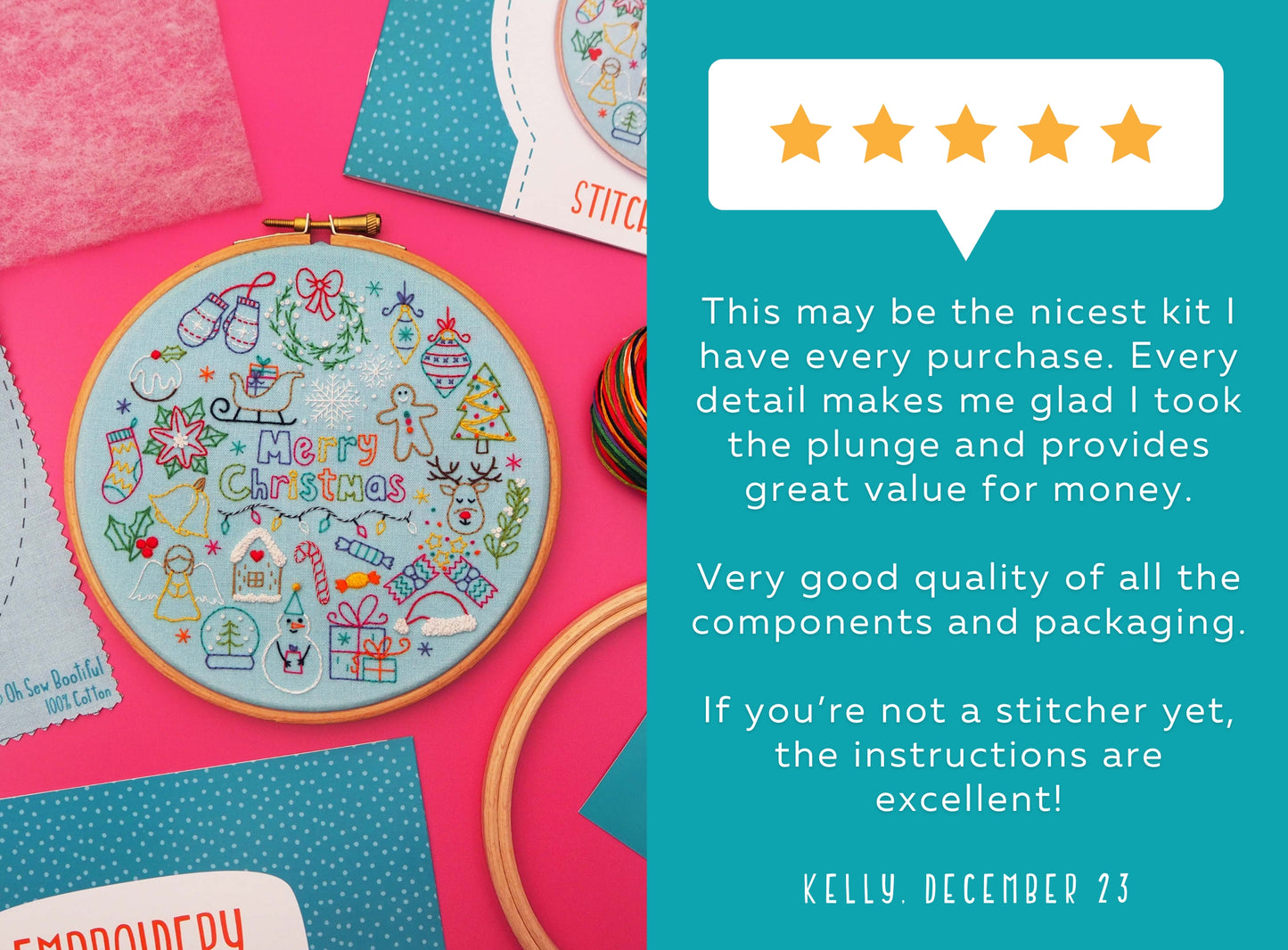 24 Days of Advent, Christmas Advent Calendar Embroidery Kit - Embroidery Kits - ohsewbootiful