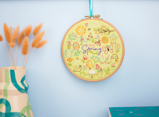 Hello Spring Embroidery Kit, Seasonal Embroidery - Embroidery Kits - ohsewbootiful