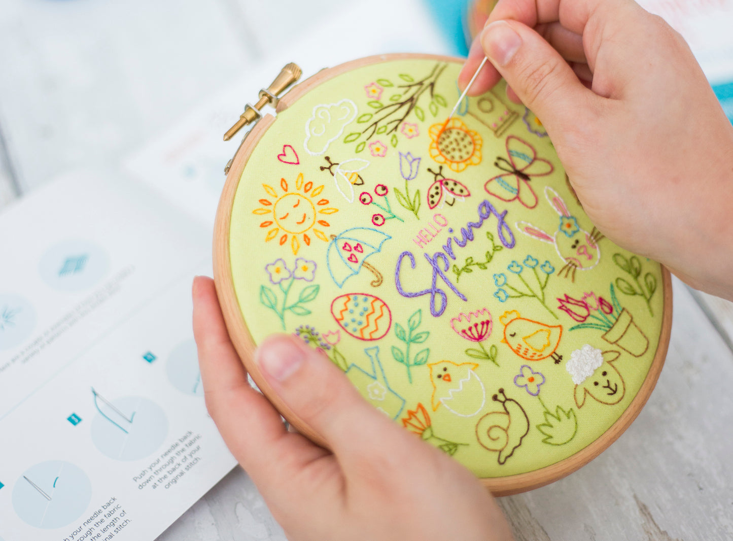 Hello Spring Embroidery Kit, Seasonal Embroidery - Embroidery Kits - ohsewbootiful