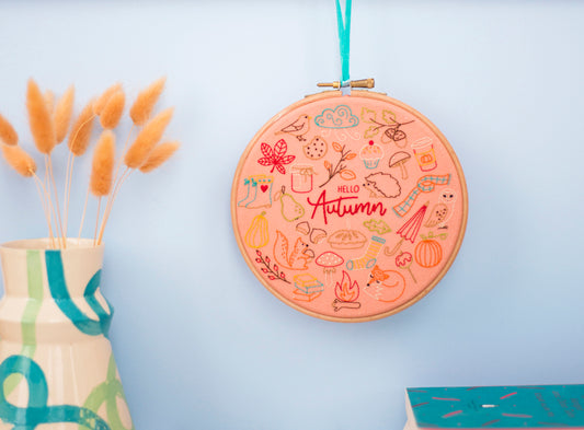 Hello Autumn Embroidery Kit, Seasons Embroidery Kit - Embroidery Kits - ohsewbootiful