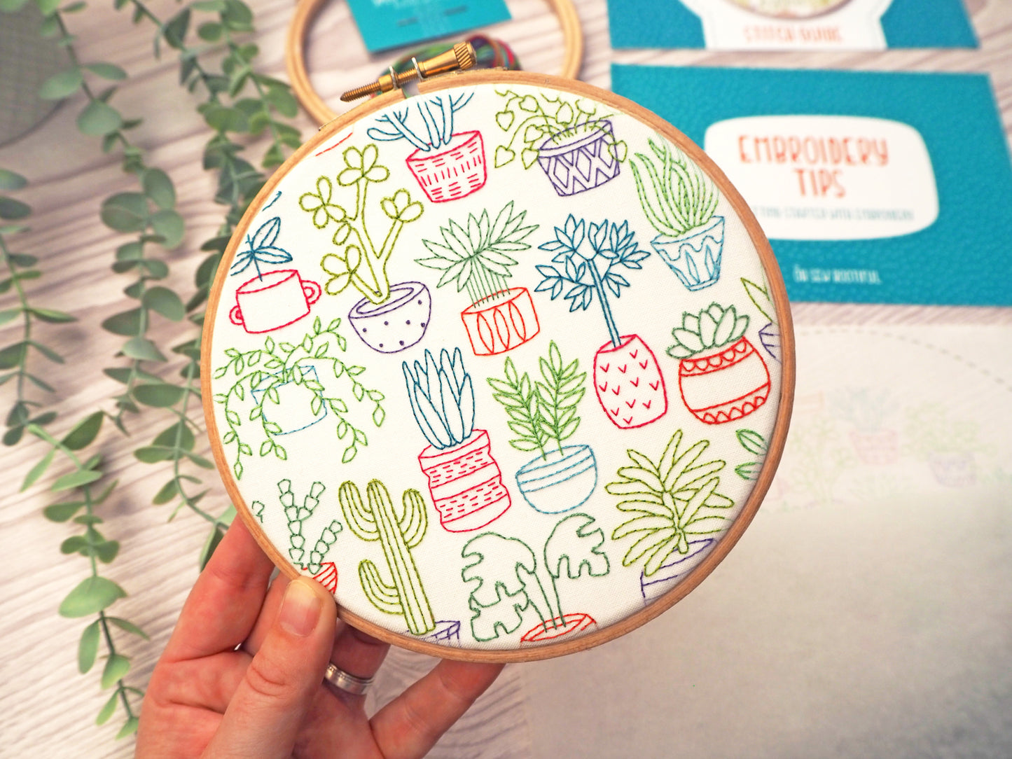 Houseplants Embroidery Kits, DMC Embroidery Kits, Plants Needlecraft Kits UK