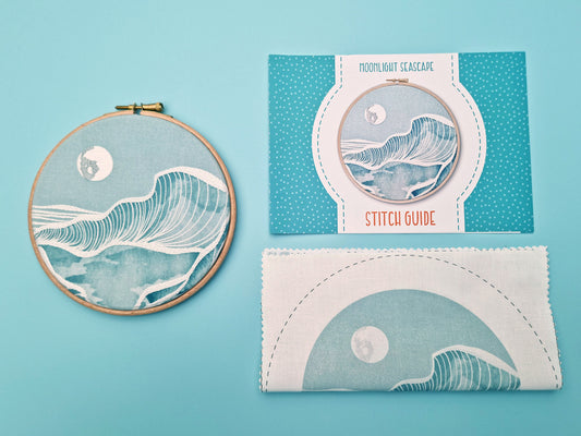 Moonlit Seascape Embroidery Fabric Pack