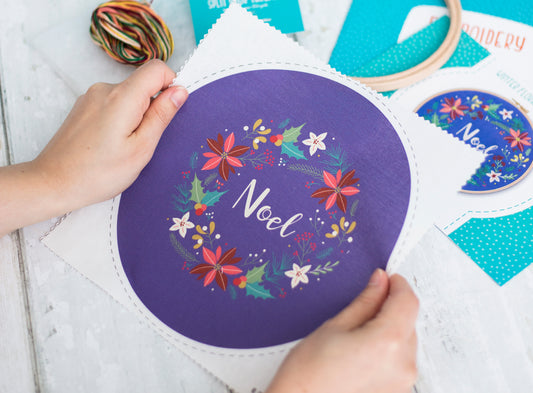 Christmas Wreath Noel Embroidery Kit - Embroidery Kits - ohsewbootiful