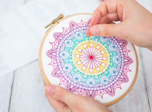 Rainbow Mandala Embroidery Fabric Pack