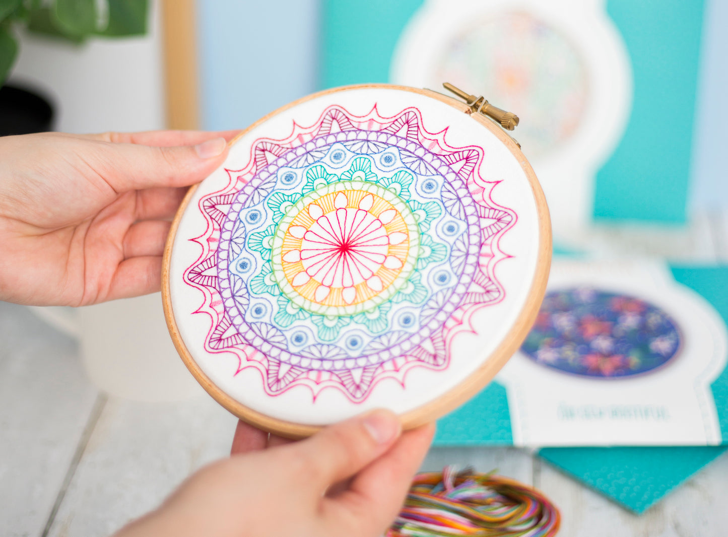 Rainbow Mandala Embroidery Fabric Pack