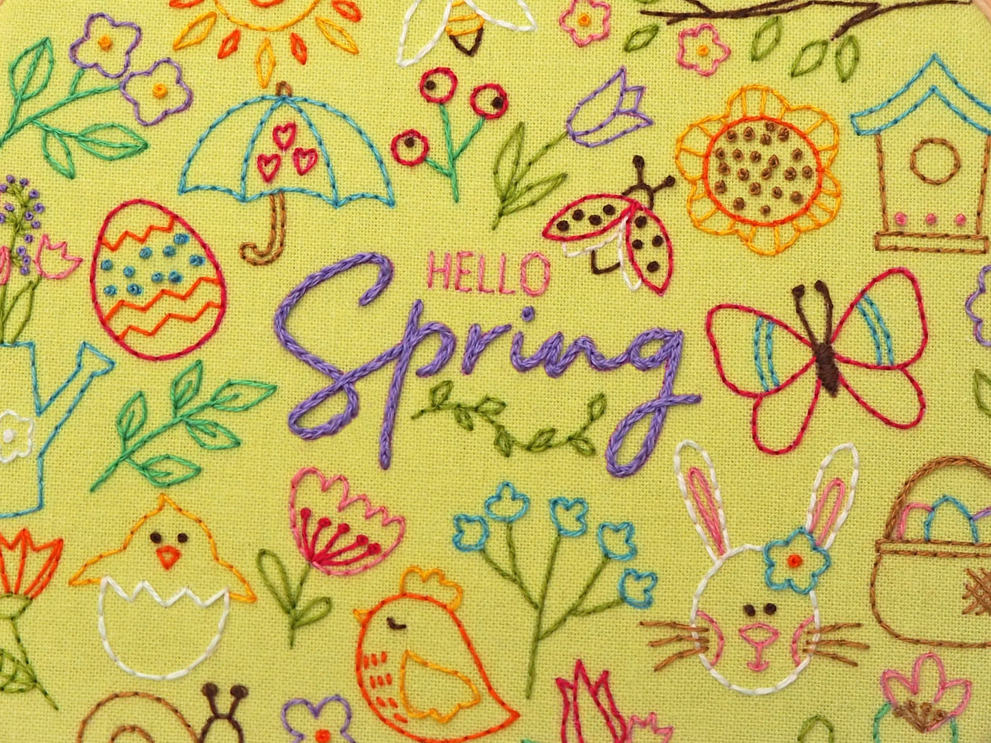 Hello Spring Embroidery Kit, Seasonal Embroidery - Embroidery Kits - ohsewbootiful
