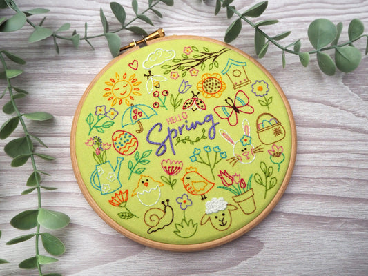 Hello Spring Embroidery Kit, Seasonal Embroidery - Embroidery Kits - ohsewbootiful