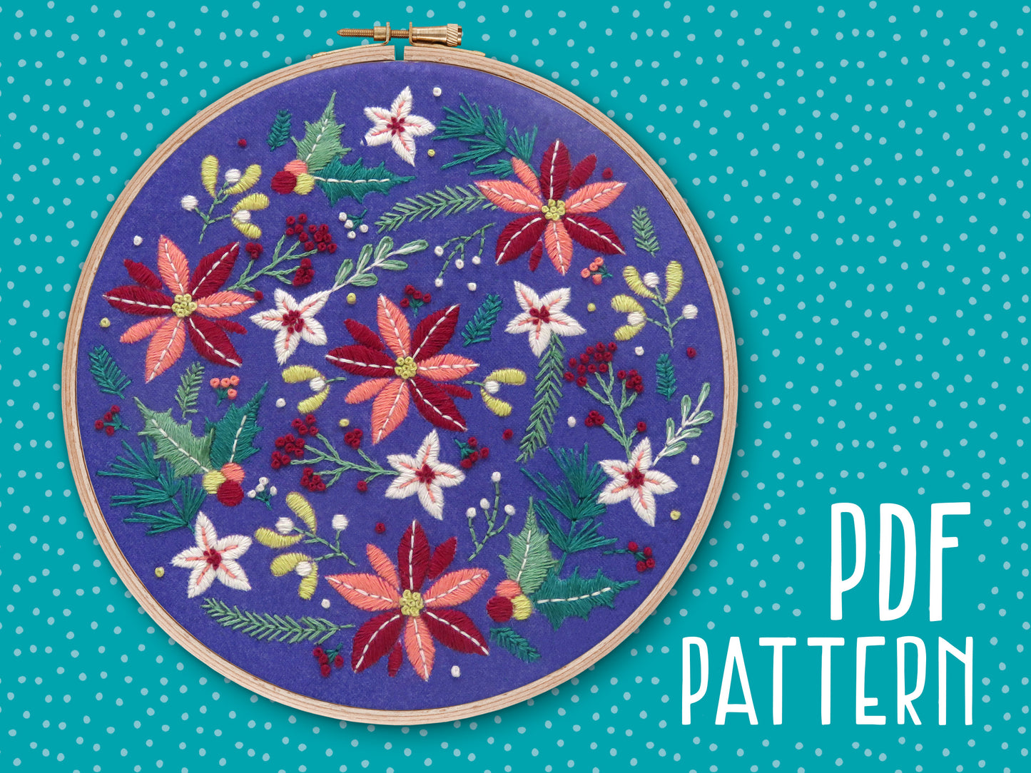 Winter Flowers Christmas Embroidery PDF Pattern - - ohsewbootiful