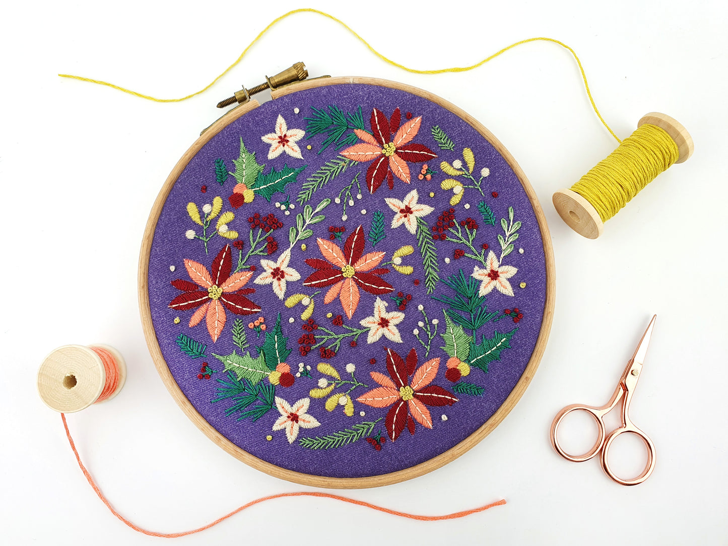 Winter Flowers Christmas Embroidery PDF Pattern - - ohsewbootiful