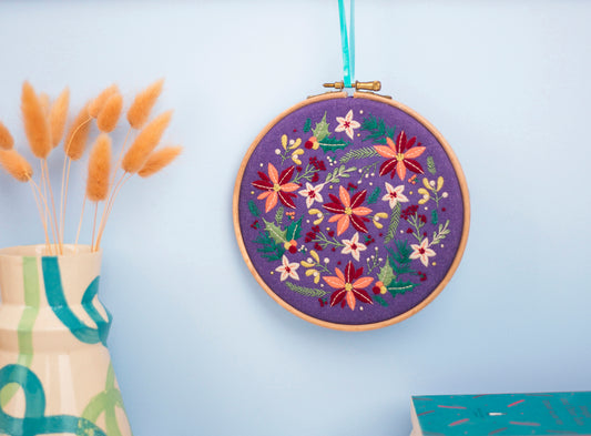 Winter Flowers Christmas Embroidery PDF Pattern - - ohsewbootiful