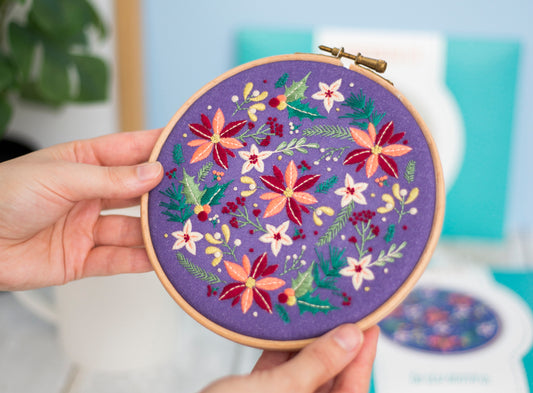 Winter Flowers Christmas Embroidery Fabric Pack - Fabric Packs - ohsewbootiful