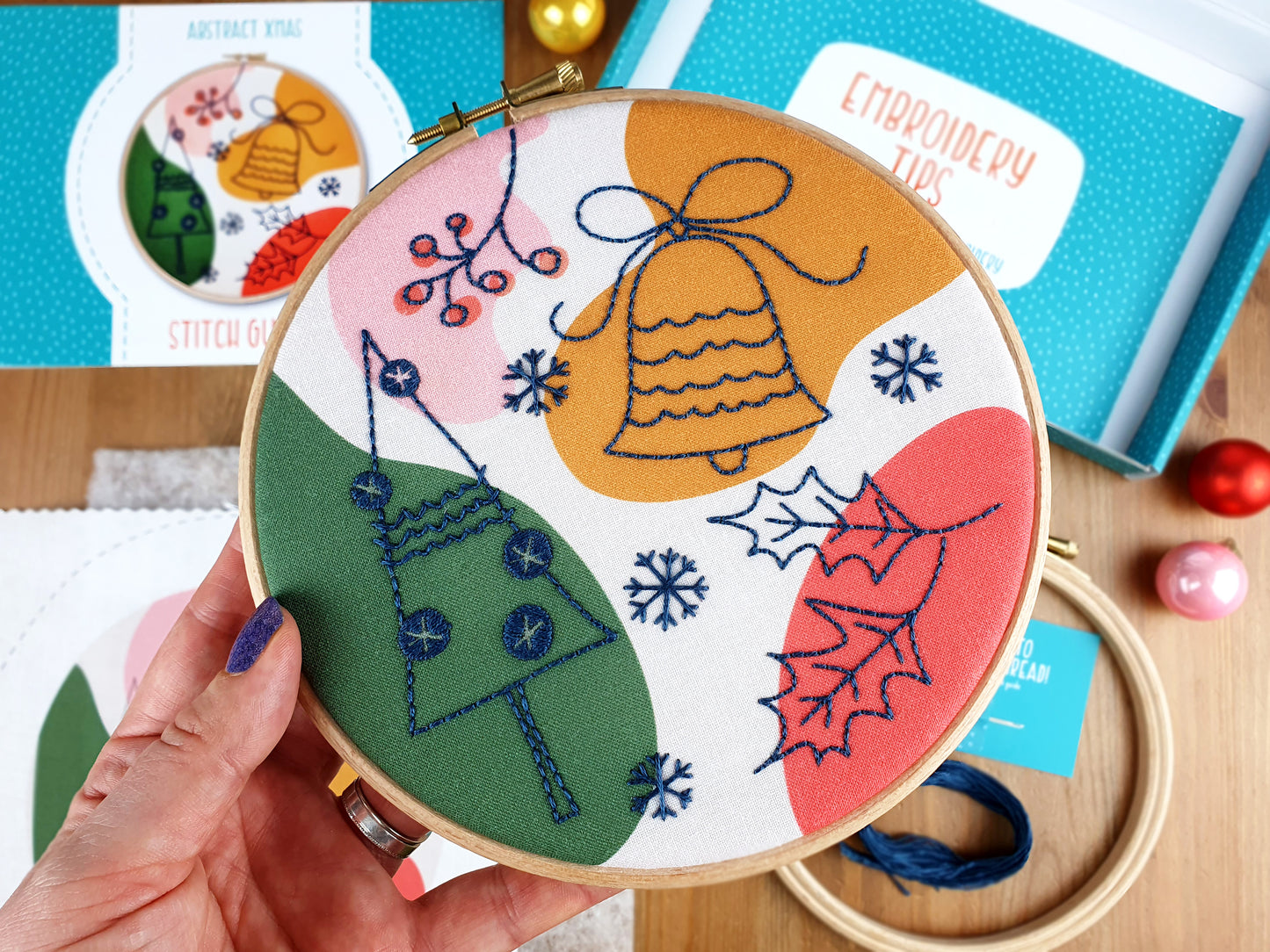 Abstract Christmas Embroidery Kit - Embroidery Kits - ohsewbootiful