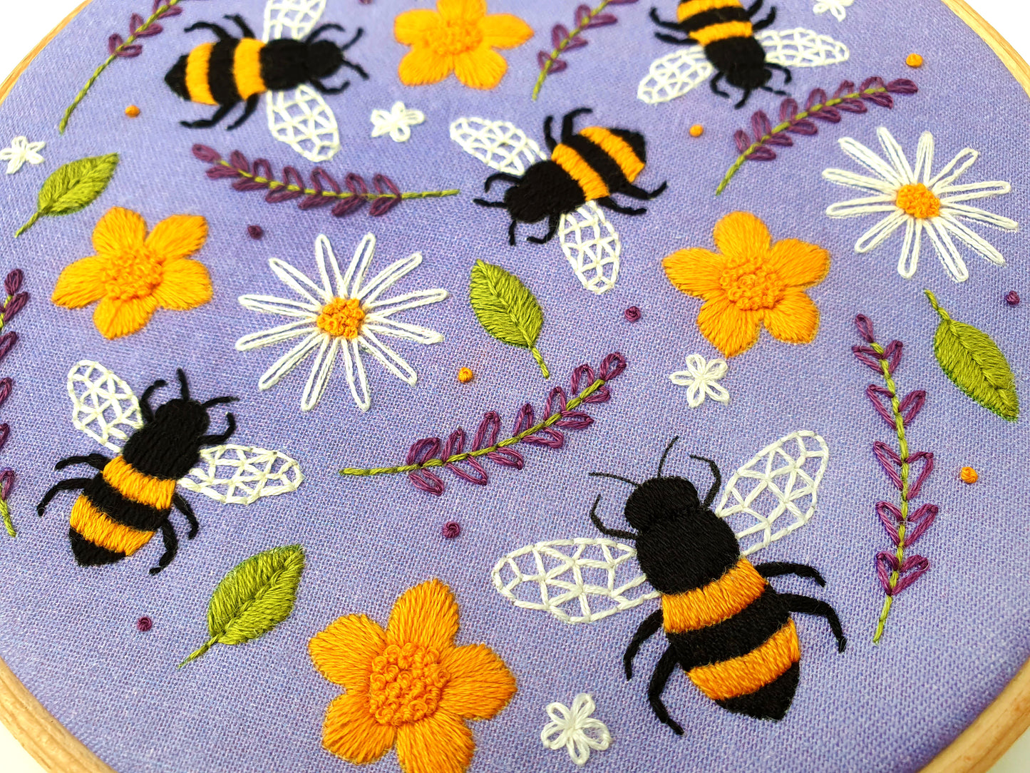 Bees and Lavender Embroidery Fabric Pattern Pack - Fabric Packs - ohsewbootiful