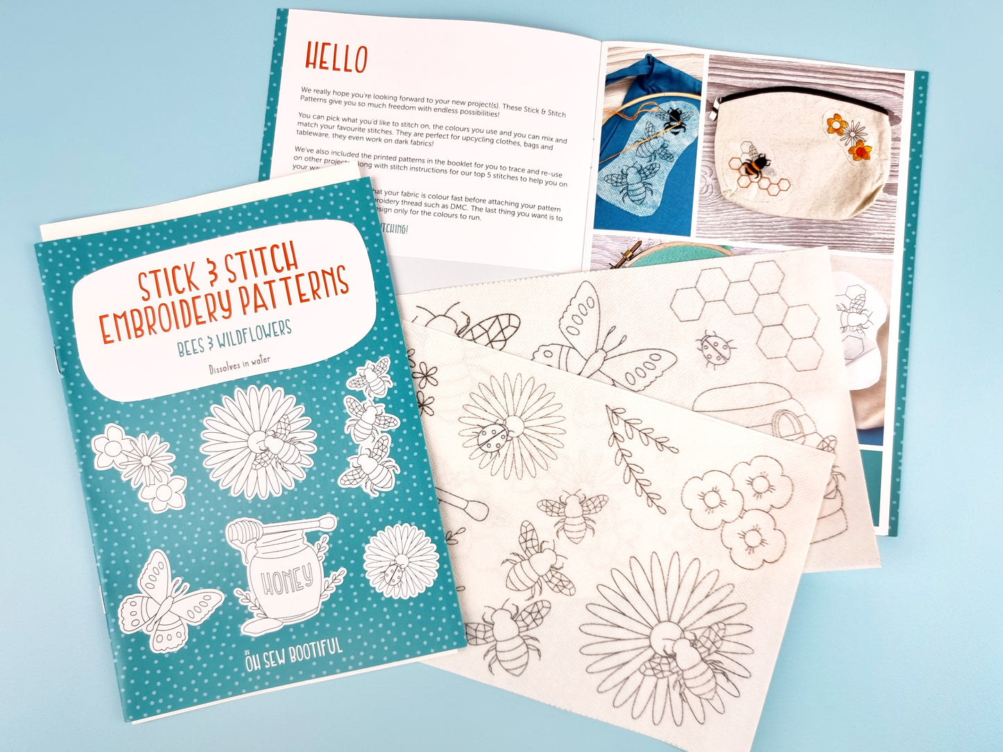 Bees Stick and Stitch Embroidery Patterns - - ohsewbootiful