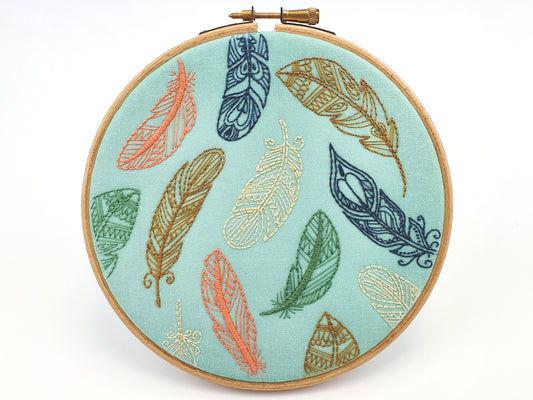 Boho Feathers Embroidery PDF Pattern - - ohsewbootiful