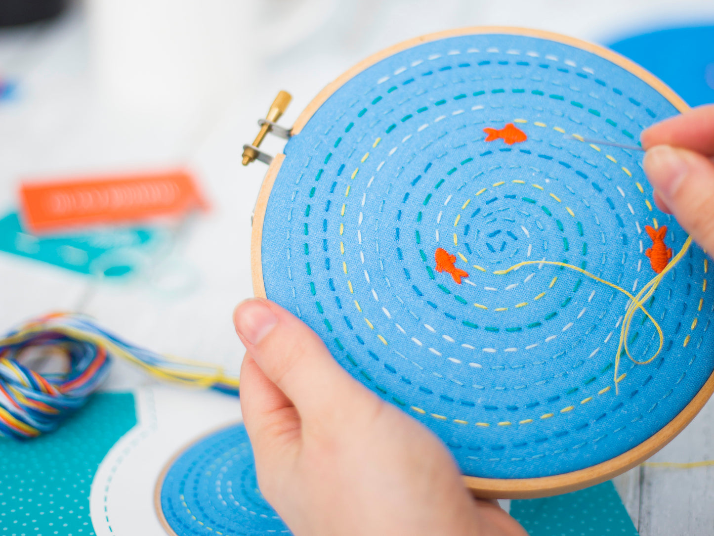 Fish Pond Embroidery PDF Pattern - - ohsewbootiful