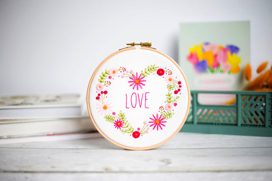 Floral Love Heart Embroidery PDF Pattern - - ohsewbootiful