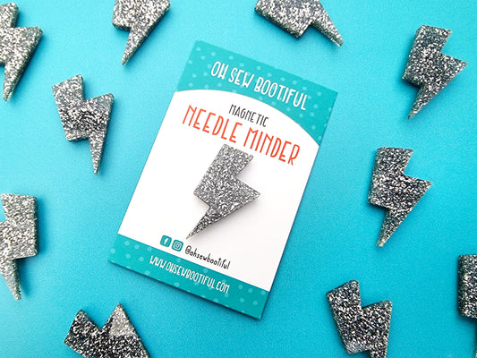 Lightning Bolt Glitter Acrylic Needle Minder - Embroidery Supplies - ohsewbootiful