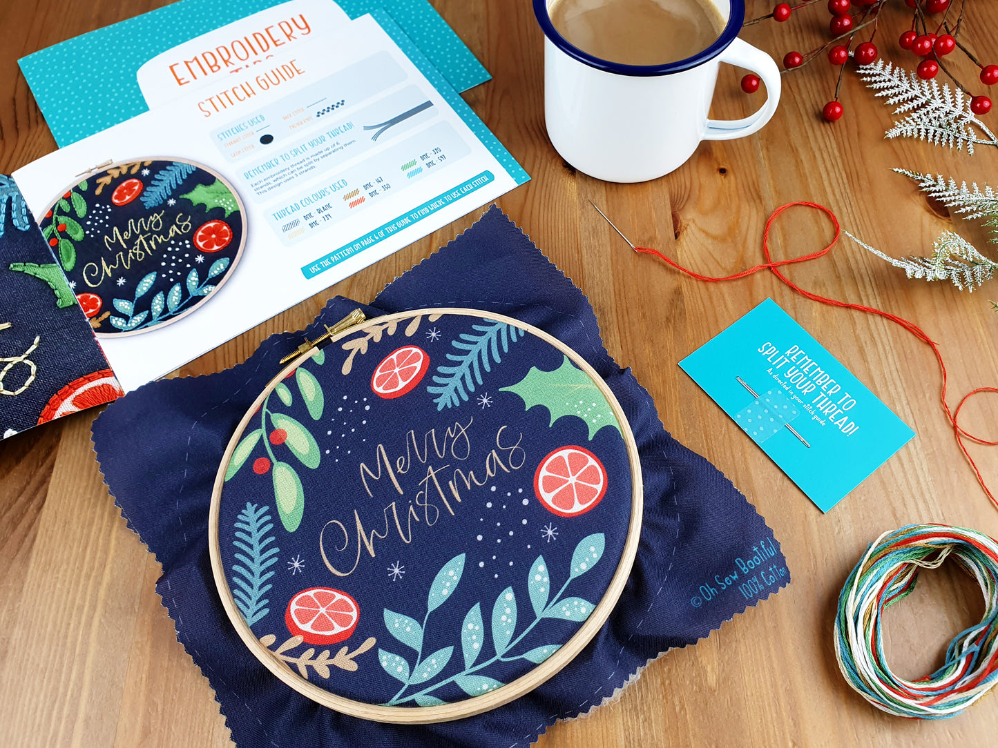 Merry Christmas Embroidery Kit - Embroidery Kits - ohsewbootiful