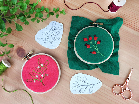 Christmas Foliage Stick and Stitch Embroidery Patterns - - ohsewbootiful