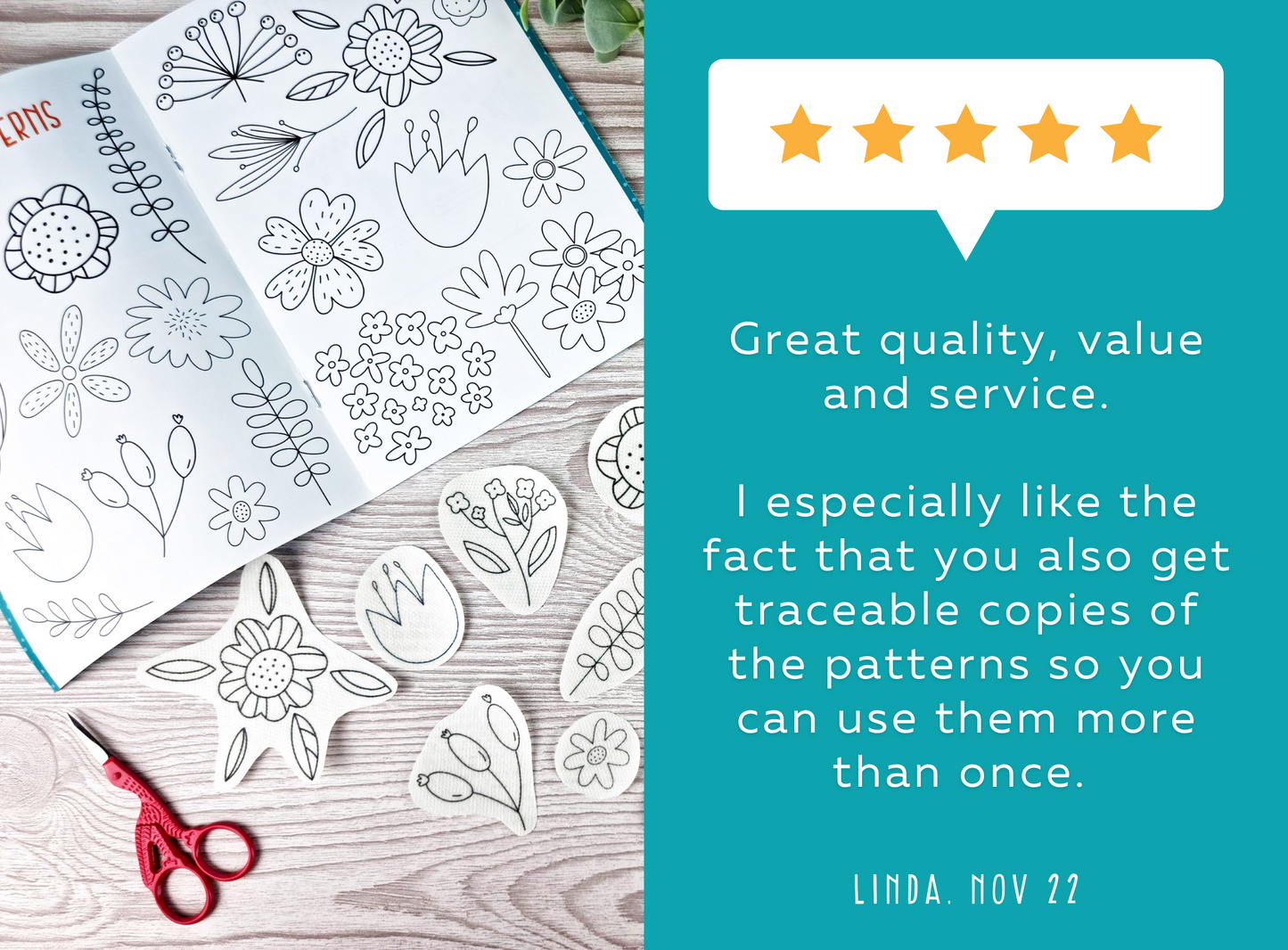 Floral Doodles Stick and Stitch Embroidery Patterns - - ohsewbootiful