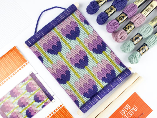 Bargello Tapestry Kit - Tulips Wall Hanging Kit - Bargello Kit - ohsewbootiful