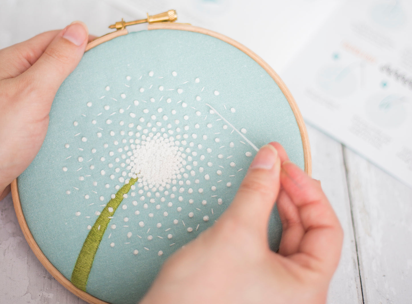 Dandelion Clock Embroidery PDF Pattern - - ohsewbootiful