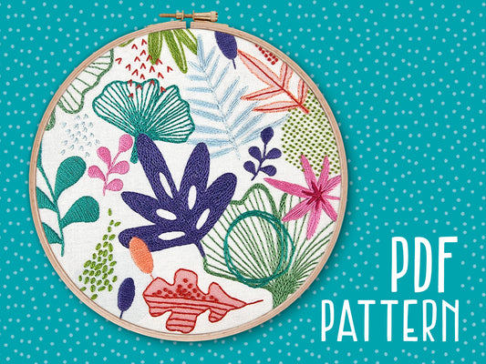 Abstract Floral Embroidery PDF Pattern