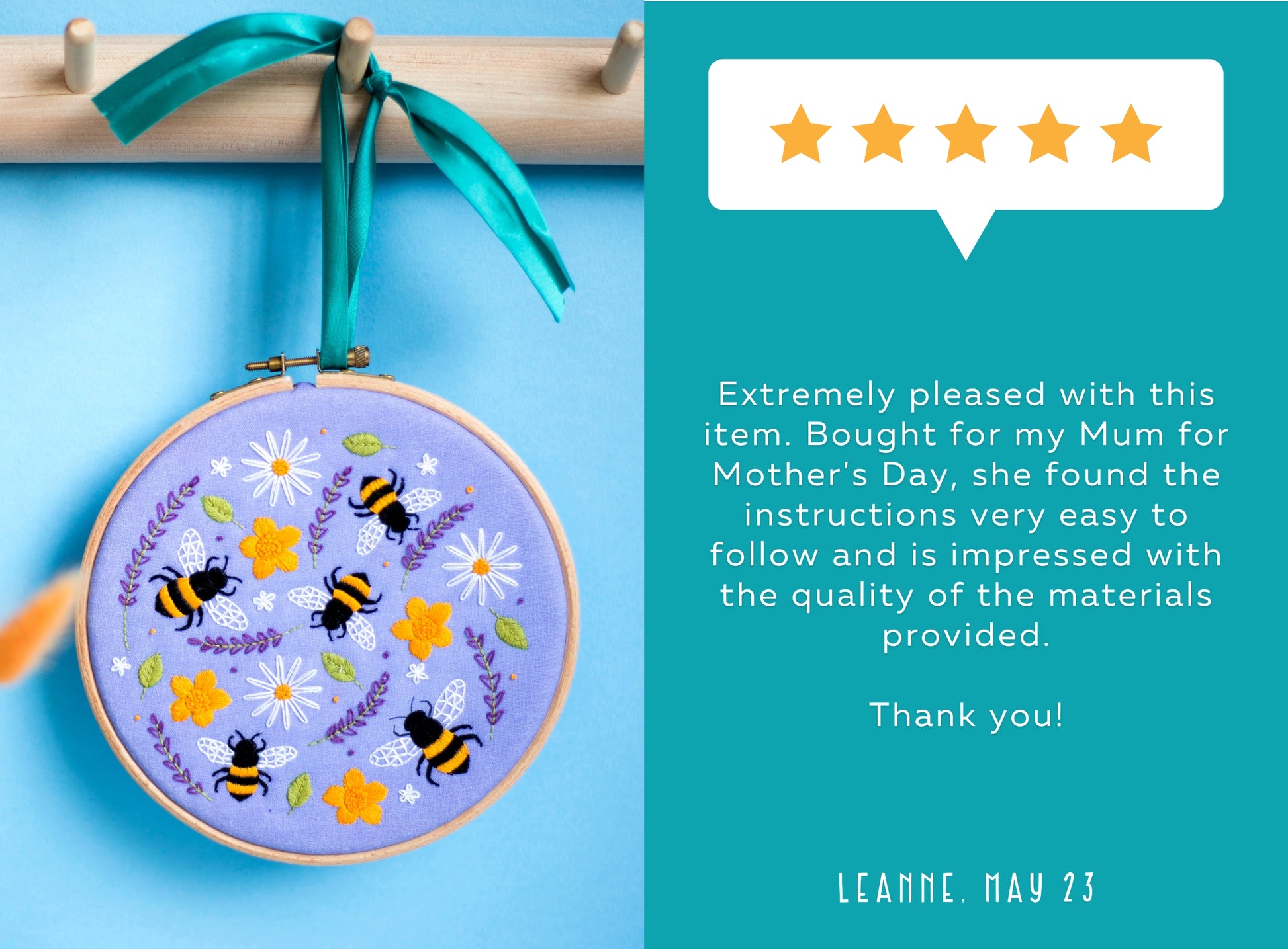 Bees and Wildflowers Embroidery Kit - Embroidery Kits - ohsewbootiful