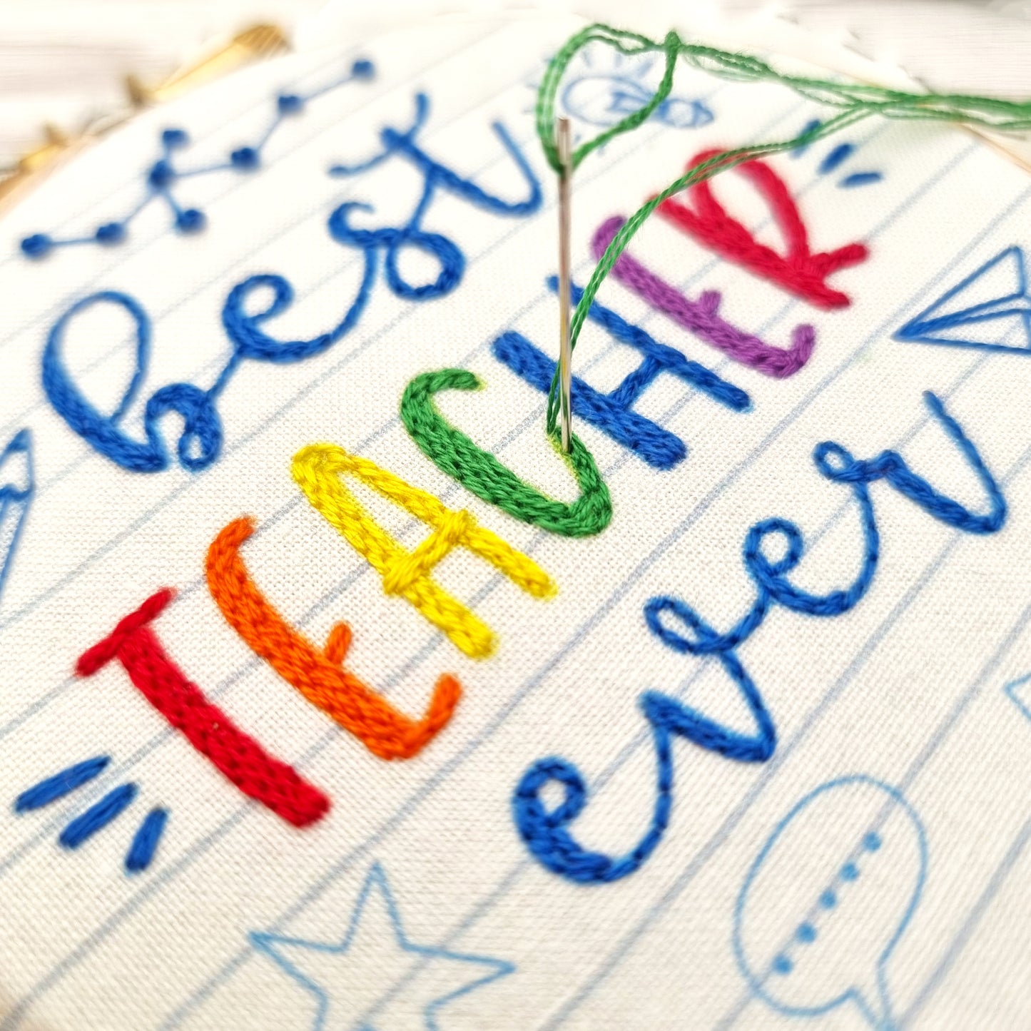 Best Teacher Ever Mini Embroidery Kit - Embroidery Kits - ohsewbootiful