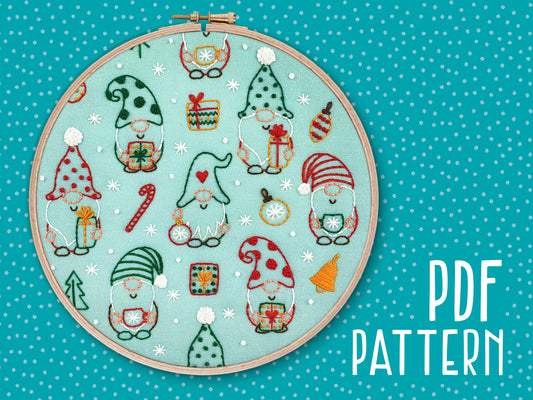 Christmas Gnomes, Gonks Embroidery PDF Pattern