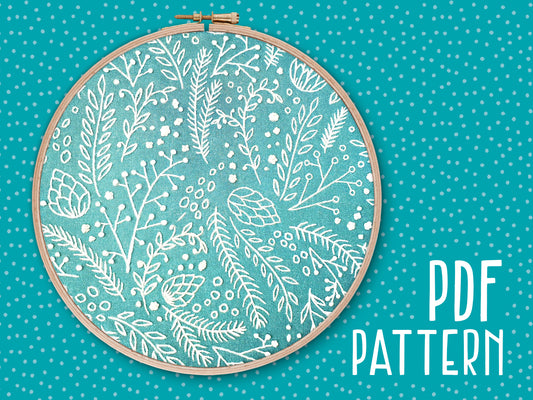 Frosty Foliage Embroidery PDF Pattern