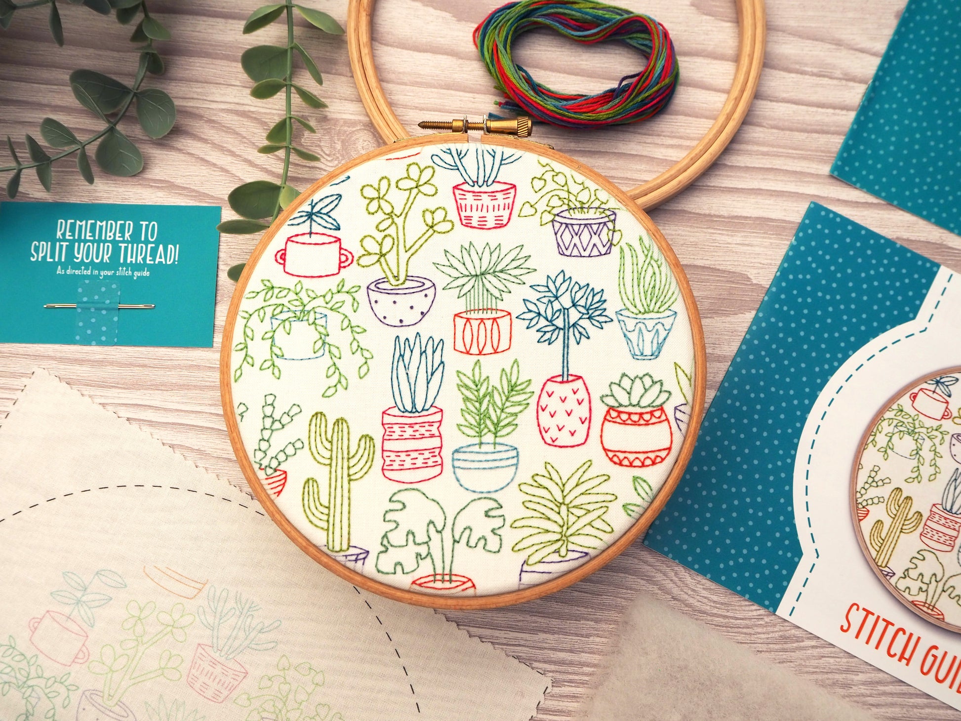 Plants Embroidery Kits, Modern Hand Embroidery Kit, Houseplants Needlecraft Kits