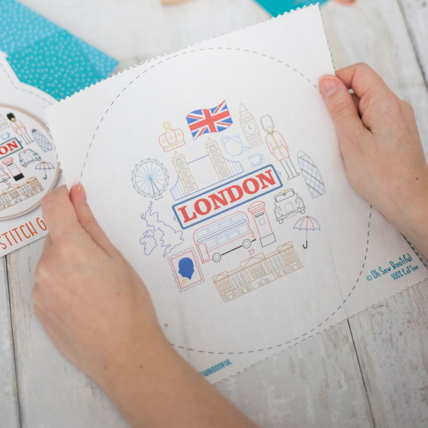 London Pre-Printed Embroidery Pattern Fabric
