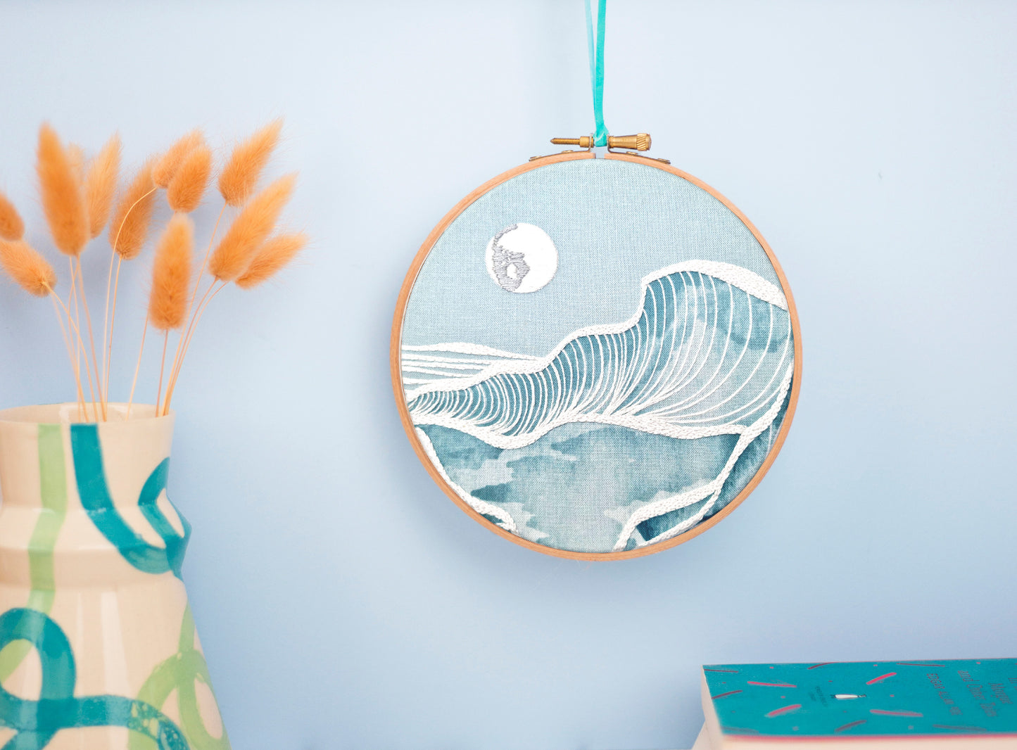 Moonlight Seascape Embroidery Kit, Moonlit Ocean Craft DIY Kit