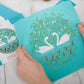 Swans Printed Fabric Embroidery Pattern
