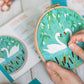 Serene Swans Pre-printed Fabric Embroidery Pattern
