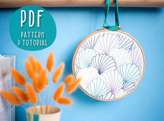 Art Deco Shells Embroidery PDF Pattern