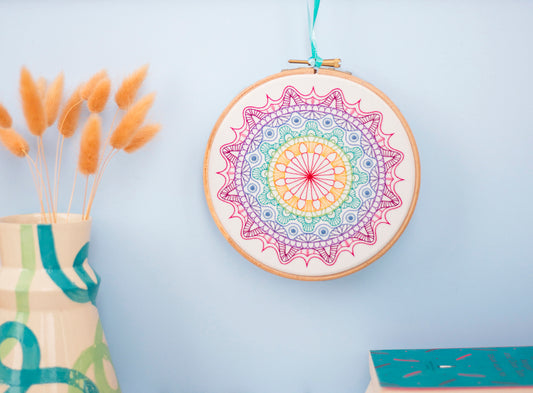 Rainbow Mandala Embroidery Fabric Pack