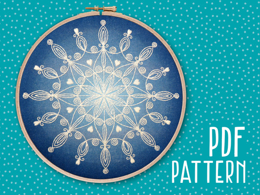 Snowflake Mandala Embroidery PDF Pattern