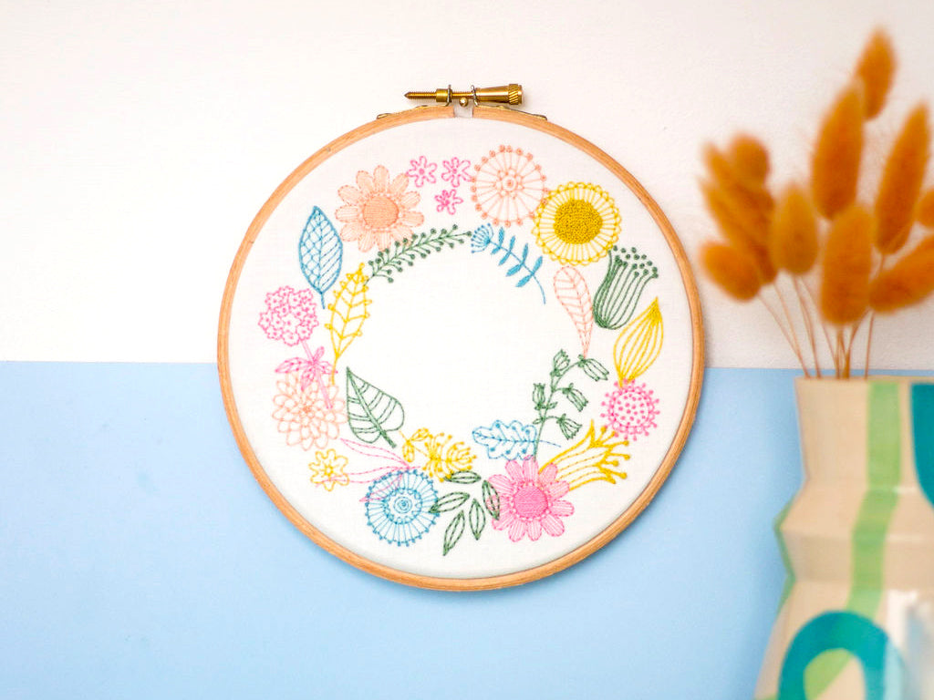 Spring Floral Wreath Embroidery Kit - Embroidery Kits - ohsewbootiful