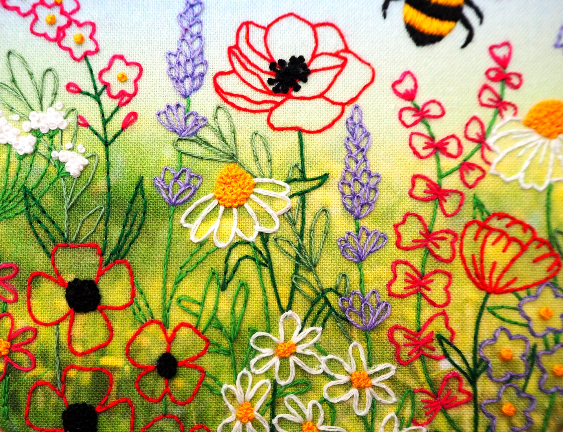 Wildflower and Bees Meadow Embroidery Fabric Pack