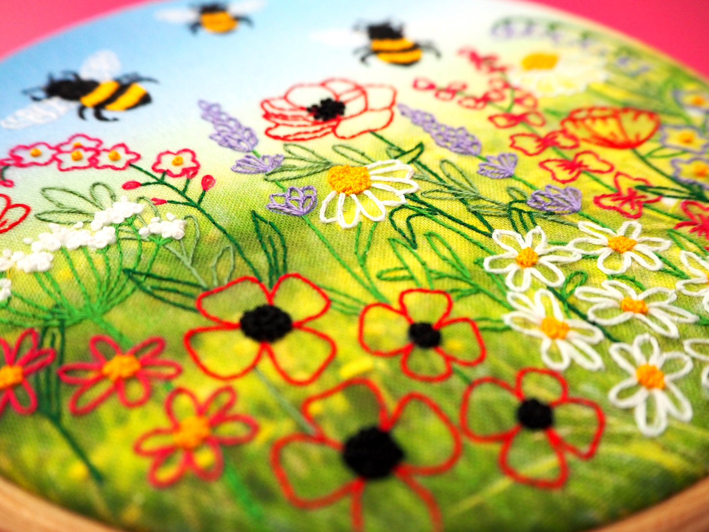 Wildflower and Bees Meadow Embroidery Kit - Embroidery Kits - ohsewbootiful