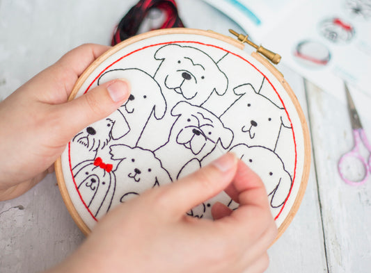 Dogs Embroidery Fabric Pack