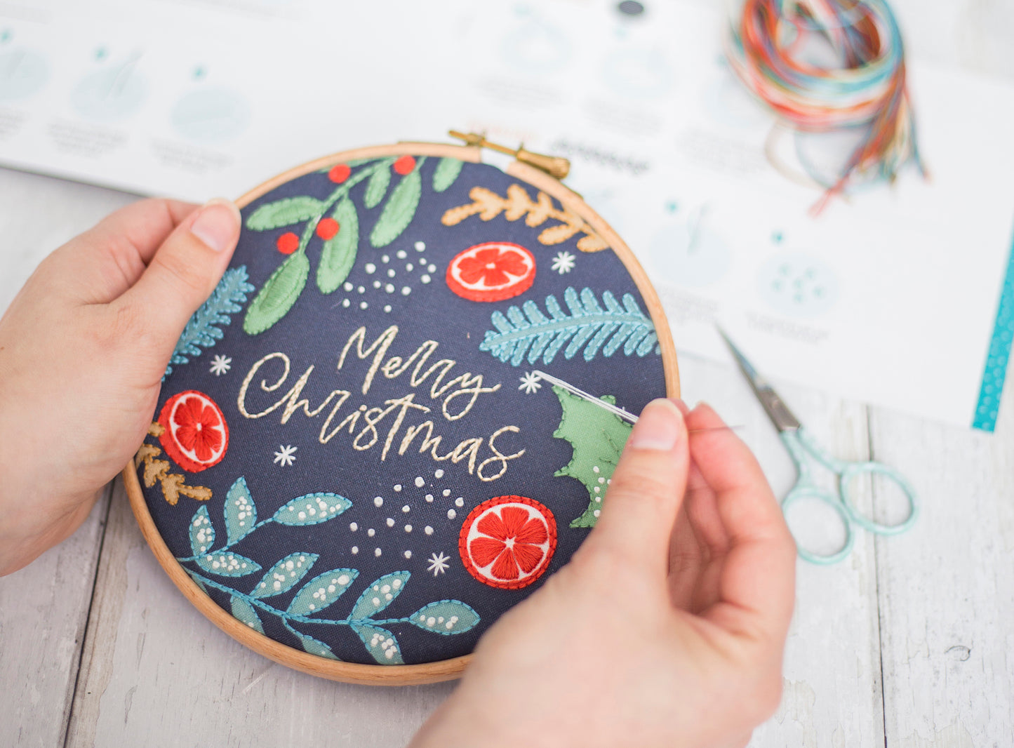 Merry Christmas Embroidery Kit - Embroidery Kits - ohsewbootiful