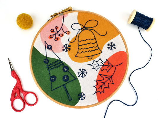 Abstract Christmas Embroidery Kit - Embroidery Kits - ohsewbootiful