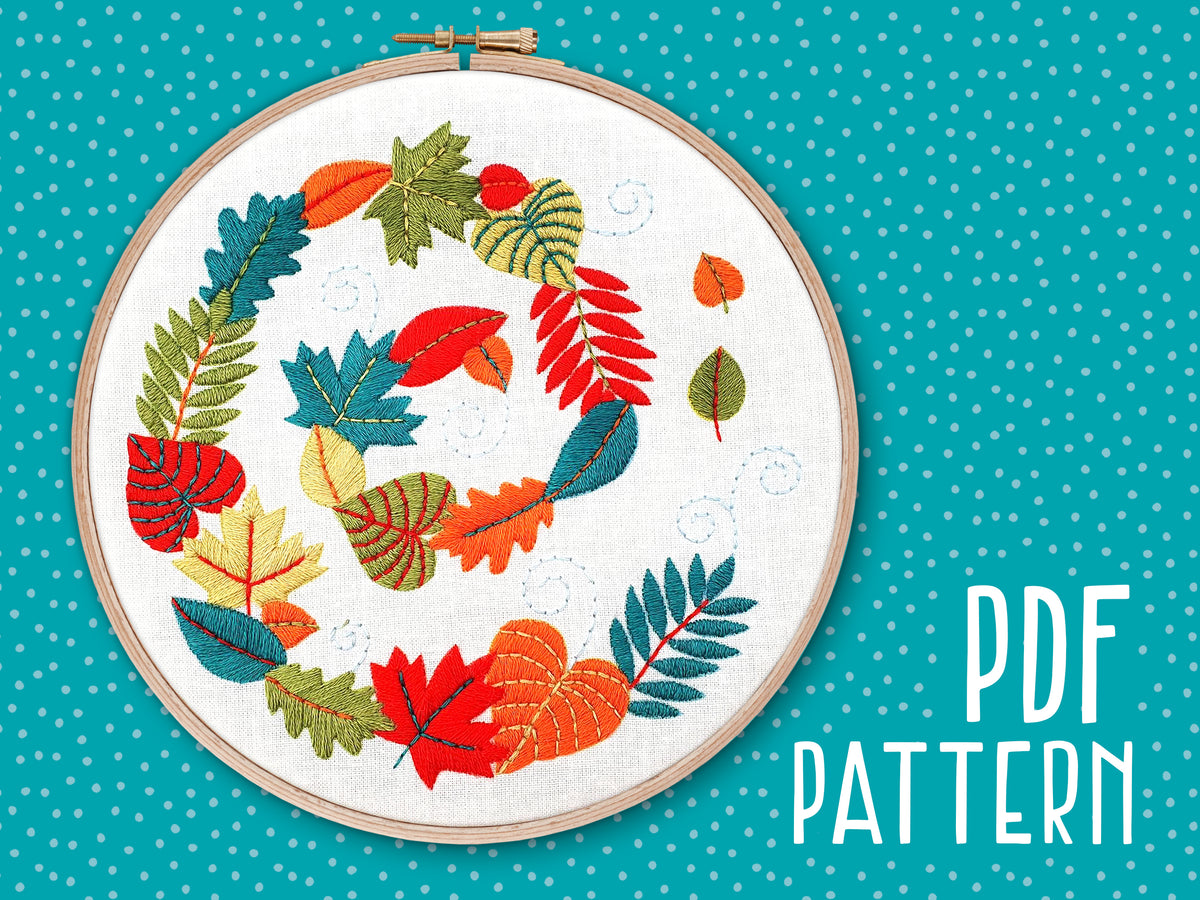 Autumn Leaves Embroidery PDF Pattern – ohsewbootiful