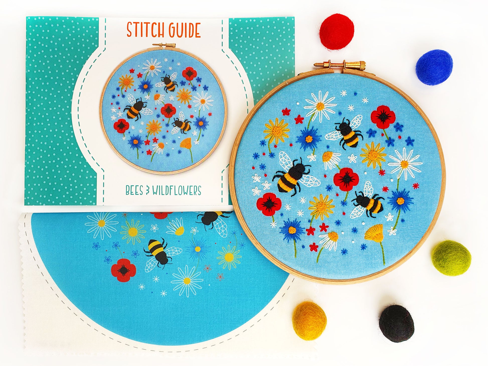 Bees and Wildflowers Embroidery Fabric Pattern Pack - Fabric Packs - ohsewbootiful