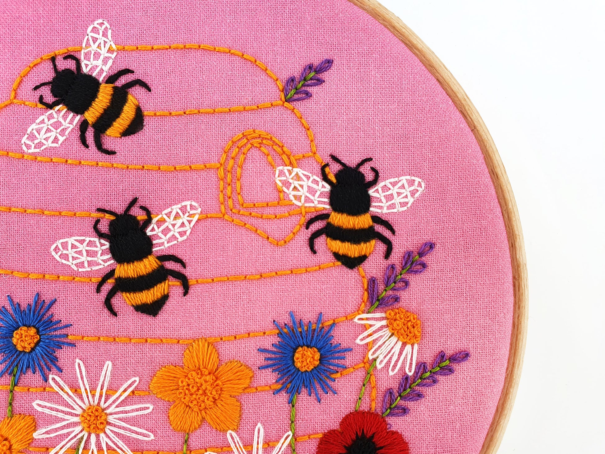 Honey Bees and Wildflowers Embroidery Kit - Embroidery Kits - ohsewbootiful
